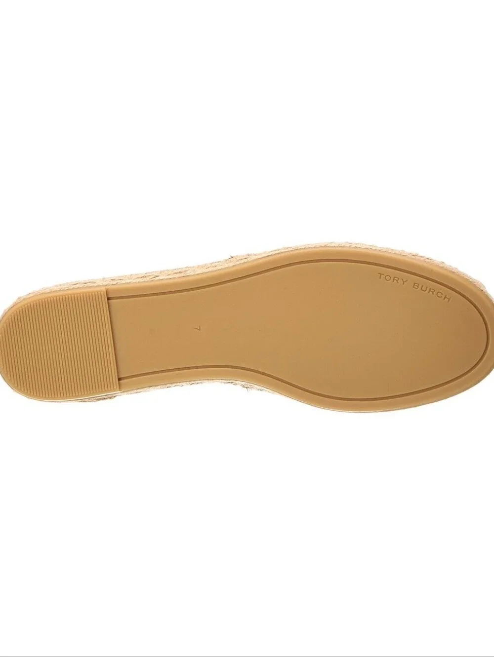 Tory Burch Tan Leather Espadrille Flat with Logo Accent NEW